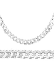 Solid 14k White Gold Cuban Curb Chain Necklace LONG 7.1mm 26