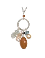 MMA Silver - 16 inch+2 inchExtension Necklace with Carnelian, Apatite, Aquamarine and Cultured Freshwater Pearls