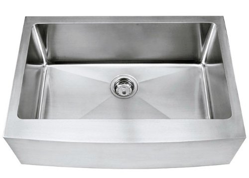 30 Inch Stainless Steel Curved Front Farm Apron Single Bowl Kitchen Sink 15mm Radius Design