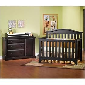 Hawthorne Lifetime Convertible Crib Nursery Set in Espresso Pine