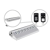 UtechSmart USB 3.0 SuperSpeed 7 Port Hub with 3A power Adapter in Brushed Aluminum