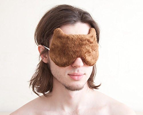 Man Sleep Mask, Brown eye mask, valentines day gift, for him, Bear travel eye mask