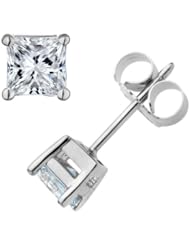 Princess Cut Diamond Earrings 3/4 Carat (ctw) in 14K White Gold