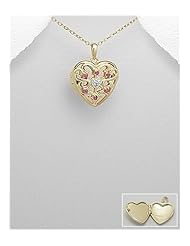 Heart Gem Stones Pendant Necklace In 92.5 Sterling Silver