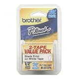 BROTHER INTERNATIONAL CORP / BRTM2312PK / M Series Tape Cartridges for P-Touch Labelers, 1/2w, Black on White, 2/Pack / Sold as 1 PK