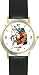 Santa Claus with Bag of Presents Christmas Theme - WATCHBUDDY&reg; DELUXE TWO-TONE THEME WATCH - Arabic Numbers - Black Leather Strap-Size-Large ( Men's Size or Jumbo Women's Size )
