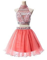 Sexy Cocktail Beaded Crystal High-Neck Homecoming Dress/Party Dress/Mini Dress 