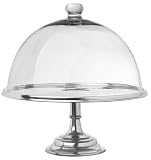 America Retold De Ville Antique Nickel Cake Stand with Glass Cloche