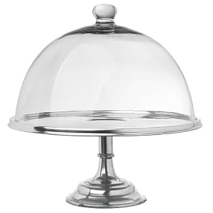 America Retold De Ville Antique Nickel Cake Stand with Glass Cloche by 