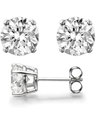 1.75 Ct. Round Cut Diamond Stud Earrings by McQueen Jewelry (K, I2) Push Back