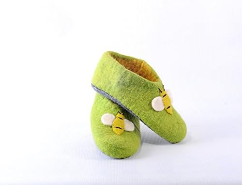 Earth Divas FT-27-S Crafty Felted Wool With Non-Toxic Bumblebees Design Children Slipper For Kids
