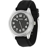 Fossil Men's JR1296 Black Silicone Analog Quartz Watch with Black Dial