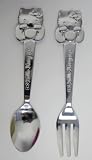 Pair of Sanrio Hello Kitty Stainless Steel Small Fork and Spoon for Fruit, Cake, Etc