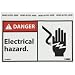 NMC DGA8AP ANSI Sign, Legend "DANGER - Electrical hazard." with Graphic, 5" Length x 3" Height, Pressure Sensitive Vinyl, White on Black (Pack of 5)