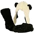 Adult Winter Faux Fake Animal Fur Scarf Trapper Hat with Paw Gloves Mittens Panda