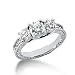 14K White Gold Three Stone Ring - 1.20CT Round Cut Diamond Ring(H-I Color, I1 Clarity), All Sizes Available