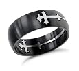 Celtic Cross Mens Black Stainless Steel Ring Band