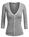 TL Women's Casual Slim fit 3/4 Sleeve Deep V Neck Button Down Kint Cardigan