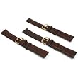 3 Brown Leather Watch Bands Padded Smooth Calf 18mm New