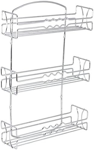 DecoBros Sturdy Steel Wire Construction Fine Chrome Finish Wall Mounted 3-Tier Spice Rack