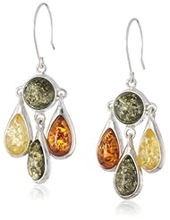 Sterling Silver Multi-Color Amber Dangle Earrings