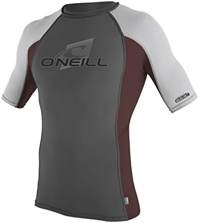 O'Neill Wetsuits Men's UV Sun Protection Skins Short Sleeve Crew Rashguard, Graphite/Myers/Lunar, Large
