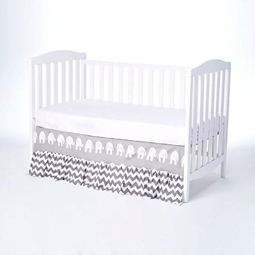 Rockingham Road Gray Elephant Collection Crib Bed Skirt (Has a Matching Bumper &amp; Bedding) #1 Best Seller Great Gender Nuetral Bedding (Love It)