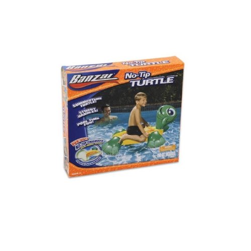 Banzai No-tip Inflatable Ride-on Turtle Pool Toy with Buoyancy Chamber
