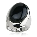 41GnnbQscLL. SL160  ELLE Sterling Silver Black Agate Ring, Size 9