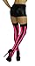 ToBeInStyle Women's Wide Vertical Striped Thigh Hi Stockings - One Size - Black W/Hot Pink Wide Stripes
