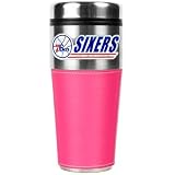 NBA Philadelphia 76ers 16-Ounce Stainless Steel Travel Tumbler with Pink Sleeve
