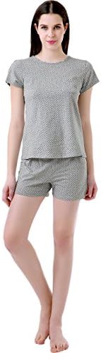 Luxury Lane Bold Seam Polka Dot Shirt and Short 2-Piece Set - Gray M
