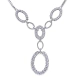 European Style Round Shape White CZ Gemstone Pendant Necklace in Sterling Silver