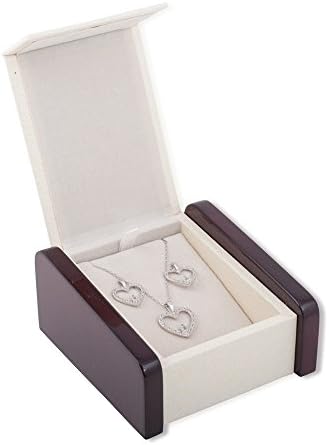 925 Sterling Silver Rhodium Plated Twisted Design Chain Necklace and Dangle Earring Set with Genuine White Topaz Stones