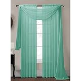 Window Elements Diamond Sheer Voile Curtain Scarf, 56 x 216-Inch, Aqua