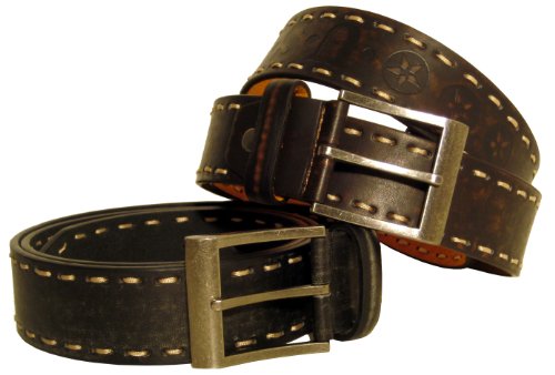 Moderner Jeans-G�rtel mit dekorativer Steppnaht - Echt Leder - 35mm breit - k�rzbar - da Schnalle geschraubt
