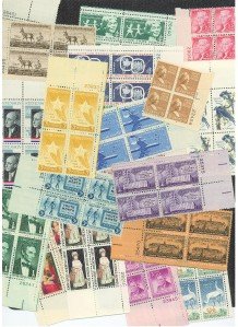 40 Old US Plate Blocks! All Mint! Only $10.95!