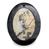Picture Jasper Pendant Inlay in Black Jasper Oval 43mm Drilled