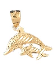 Dazzlers Solid 14 karats gold Dolphin Charm Pendant Available in three colors from jewelsberry (weights: 1.0 grams only)