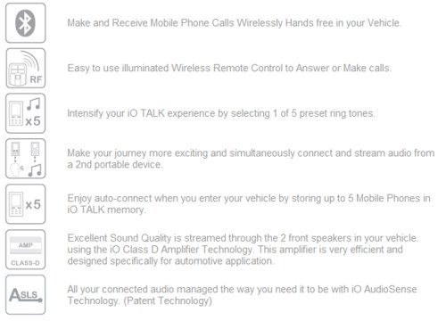 iO iO Talk Bluetooth Car Kit - Including A2DP and Multi Pair Technology (iPhone 3G Compatible).
