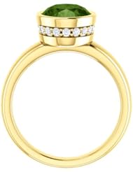 18K Yellow Gold 10.00x8.00mm Oval Cut Green Tourmaline and Diamond Ring -- LIFETIME WARRANTY