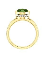 10K Yellow Gold 10.00x8.00mm Oval Cut Green Tourmaline and Diamond Ring -- LIFETIME WARRANTY