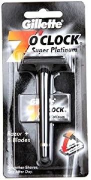 7 O'Clock Super Platinum Safety Razor w/ 5 Blades + Silver Blues Double Edge Blades, 5 ct. (Pack of 3) with FREE Loving Color trial size conditioner