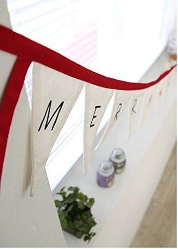 Cozymom Garland Part Christmas Check Cotton Triangle Burlap Bunting Banner Rustic Decoration (192cm)