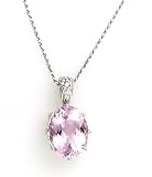 Kunzite Pendant 12.50k Kunzite and 0.75k G.v.v.s Brilliant Diamonds Set on the Front and the Side of the Pendant Damiani Style Design Made in Italy ( Gold Chain Included)