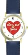 Red Heart - World's Best Sister - Love & Friendship Theme - WATCHBUDDY&reg; DELUXE TWO-TONE THEME WATCH - Arabic Numbers - Blue Leather Strap-Women's Size-Small