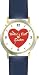Red Heart - World's Best Sister - Love & Friendship Theme - WATCHBUDDY&reg; DELUXE TWO-TONE THEME WATCH - Arabic Numbers - Blue Leather Strap-Women's Size-Small