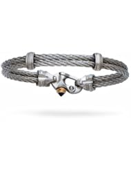 Stainless Double Cable Bracelet with 14Kt. Gold