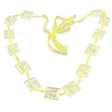 Lady Clear Foursquare Crystal Beads Decor Adjustable Light Yellow Nylon Strap Sweater Necklace