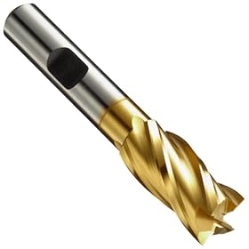 Niagara Cutter SC406 High-Speed Steel End Mill, General Purpose, TiN Coated, 4 Flutes, Square End, 1-3/4" Cutting Length, 1/4" Cutting Diameter